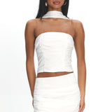 Charise Strapless Neck Tie Top Ivory