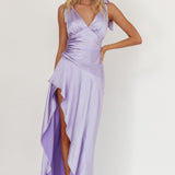 Aquila Tied Shoulder High-Low Hem Dress Lilac