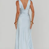 Aquila Tied Shoulder High-Low Hem Dress Blue