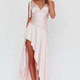 Aquila Tied Shoulder High-Low Hem Dress Blush