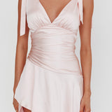 Aquila Tied Shoulder High-Low Hem Dress Blush