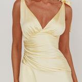 Aquila Tied Shoulder High-Low Hem Dress Lemon