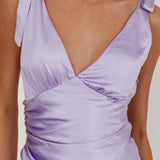 Aquila Tied Shoulder High-Low Hem Dress Lilac