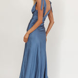 Aquila Tied Shoulder High-Low Hem Dress Navy