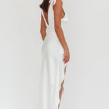 Aquila Tied Shoulder High-Low Hem Dress Oyster