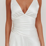 Aquila Tied Shoulder High-Low Hem Dress Oyster