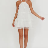 Tulips Tiered Halterneck Mini Dress White