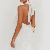 Tulips Tiered Halterneck Mini Dress White