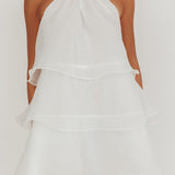 Tulips Tiered Halterneck Mini Dress White