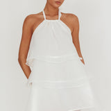 Tulips Tiered Halterneck Mini Dress White