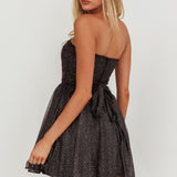 Guilty Pleasure Strapless Glitter Mini Dress Black