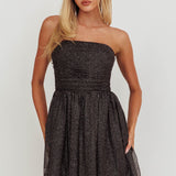 Guilty Pleasure Strapless Glitter Mini Dress Black