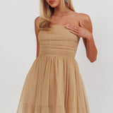 Guilty Pleasure Strapless Glitter Mini Dress Gold
