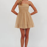 Guilty Pleasure Strapless Glitter Mini Dress Gold
