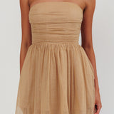 Guilty Pleasure Strapless Glitter Mini Dress Gold