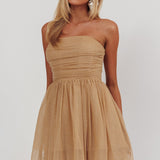Guilty Pleasure Strapless Glitter Mini Dress Gold