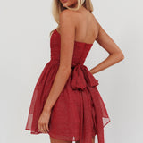 Guilty Pleasure Strapless Glitter Mini Dress Red