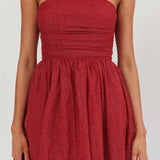 Guilty Pleasure Strapless Glitter Mini Dress Red