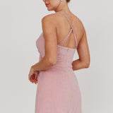 Addicted Glitter Rosette Mini Dress Baby Pink