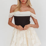 Lusting Off Shoulder Mini Dress Black/Cream