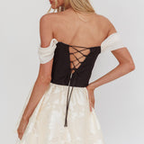 Lusting Off Shoulder Mini Dress Black/Cream