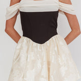 Lusting Off Shoulder Mini Dress Black/Cream