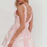 Lusting Lace-Up Back Mini Dress Blush