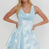 Lusting Lace-Up Back Mini Dress Ice Blue