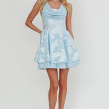 Lusting Lace-Up Back Mini Dress Ice Blue
