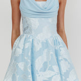 Lusting Lace-Up Back Mini Dress Ice Blue