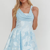 Lusting Lace-Up Back Mini Dress Ice Blue