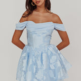 Lusting Off-Shoulder Mini Dress Blue