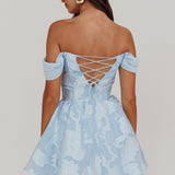 Lusting Off-Shoulder Mini Dress Blue