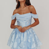 Lusting Off-Shoulder Mini Dress Blue