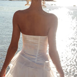 Bless Strapless Organza Ruffle Mini Dress Cream