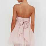 Dreamscape Strapless Tulle Mini Dress Blush