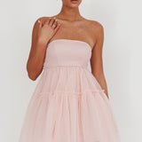Dreamscape Strapless Tulle Mini Dress Blush
