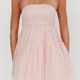 Dreamscape Strapless Tulle Mini Dress Blush