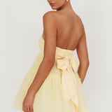 Dreamscape Strapless Tulle Mini Dress Lemon