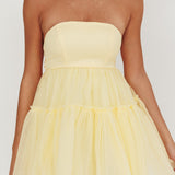 Dreamscape Strapless Tulle Mini Dress Lemon