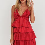 Heavenly Bliss Ruffle Mini Dress Red
