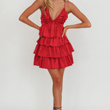 Heavenly Bliss Ruffle Mini Dress Red
