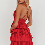 Heavenly Bliss Ruffle Mini Dress Red