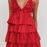 Heavenly Bliss Ruffle Mini Dress Red