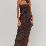 Metrics Strapless Frill Maxi Dress Black