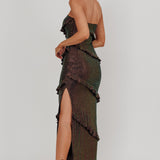 Metrics Strapless Frill Maxi Dress Black