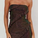 Metrics Strapless Frill Maxi Dress Black