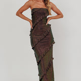 Metrics Strapless Frill Maxi Dress Black