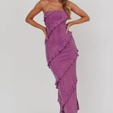 Metrics Strapless Frill Maxi Dress Purple