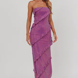 Metrics Strapless Frill Maxi Dress Purple